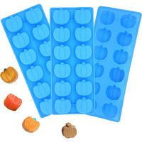3 Pieces Pumpkin Mold Pumpkin Shaped Silicone Molds Mini Pumpkin Silicone Mould,Used For Cake Decorating,Thanksgiving Candy,Chocolate (Blue)