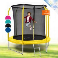 Trampoline Jumpstarter Ø 2,5 m – Surface de saut 195 cm – Charge maximale 120 kg – Filet de sécurité intérieur – Échelle en acier galvanisé – Klarfit