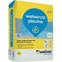 Weber Saint-Gobain Colle spéciale piscine privative 25kg, Blanc, Webercol piscine, Mortier colle amélioré