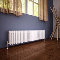 ELEGANT 300 x 1415 mm Traditional Radiator Cast Iron Style Horizontal Radiator White Triple Horizontal Column Radiators