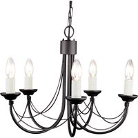Elstead Carisbrooke - 5 Light Chandelier Black Finish, E14