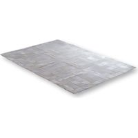 Tapis Patchwork en Cuir Gris Élégant et Texturé - Blanc crème