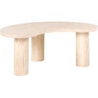 Tavolino con piano effetto travertino in MDF impiallacciato, design moderno effetto pietra beige Noma