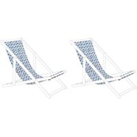 2 Toiles de Transat 113 x 44 cm en Polyester Motif Bleu Anzio / Avellino
