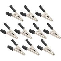 10 Stück Krokodilklemmen J.60047, 20 mm Öffnung, Messing, Batterieprüfklemmen für elektrische Prüfungen, Schwarz