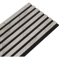 Decoon – Panneau décoratif mural en MDF acoustique 250 x 30 x 1,9 cm – Finition marbre gris et feutrine noire – Isolation phonique efficace – 0,75m²