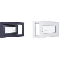 Fenêtre PVC bicolore - Triple vitrage - Tirant Droite - Blanc et Anthracite - LxH : 700 mm x 400 mm