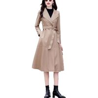 Trench en cuir de mouton pour femme - Chaud - Avec ceinture - Élégant - De luxe - Tendance