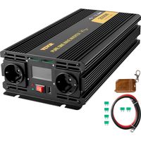 VEVOR Convertisseur Pur Sinus DC 12 V a AC 230 V, Convertisseur Sinusoïdal Pur 2500 W, Onduleur a Onde Sinusoïdale avec Ecran LCD, Tension Pure, Protections de Securite avec Telecommande et Cable