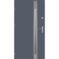 Porte d'entrée KALA 90 cm H1 en acier inoxydable Anthracite - Poignée et serrure : Avec - Poussant: Droit