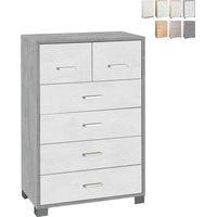 Commode haute six tiroirs Ciment Blanc 70x41x h112 cm