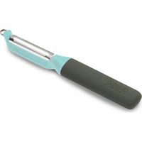 Éplucheur rotatif Joseph Joseph Duo - lame ofen acier inoxydable qui suit le contour, poignée antidérapante avec ofpour enlever les yeux, compacte et lavable au lave-vaisselle.