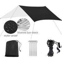 Abri pare-soleil imperméable 3 m x 3 m, bâche de protection UV, tente de plage, abri, hamac de camping, double toit, auvent de camping, haubans et piquets inclus pour la randonnée, le trekking et la p