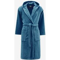 Accappatoio in cotone blu con cappuccio Victor