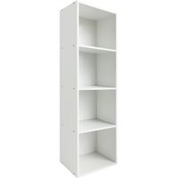 4 Cube Small Bookshelf Storage Organizer Shelf Wooden Corner Bookcase, Modern Thin Cubes Storage Organizer Display Shelving for Bedroom, Library, Living Room, Home, Office, White