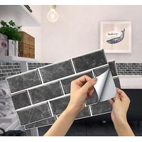 6 Pieces Kitchen Tile Stickers(dark Grey), Self Adhesive Tile Sticker Pvc Waterproof Sticker Tile Stickers Self Adhesive Wall Tile Sticker For Bat