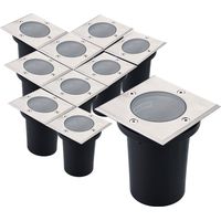 Arum Lighting – Lot de 10 spots encastrables IP67 – Carré en inox 304 – Compatible GU10 – Pour extérieur – Drainage sous le spot recommandé