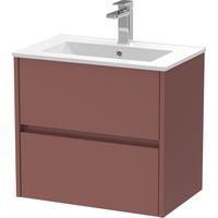 Chartley Contemporary Wall Hung 2 Drawer Vanity Basin Unit, Minimalist Basin, 600mm, Smoked Red