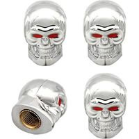 4er-Set verchromte Ventilkappen für Reifenventile – Totenkopf