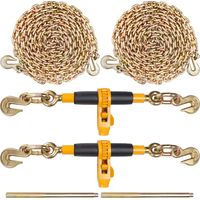 Mophorn Tensor de Cadena de Amarre Trinquete de Cadena 0,9-1,27 cm 2 Piezas Carga de 5443 kg Carpeta de Carga con Trinquete Mango Antideslizante para Asegurar Cargas, Transporte, Remolques de Camión