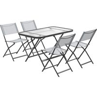 Set tavolo e sedie da giardino 5pz 4 sedie pieghevoli textline traspirante grigio