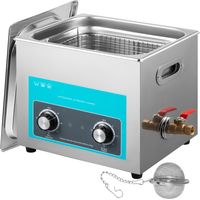 VEVOR Nettoyeur a Ultrasons avec Minuterie de Chauffage 10 L, Professionnel Nettoyeur a Ultrasons 220 V, Nettoyeur Ultrasons en Acier Inoxydable 40 kHz pour Nettoyage des Bagues de Lunettes Instrument
