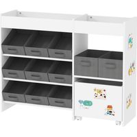 Organizador Infantil 11 Cestas Extraíbles con Pegatinas 105x30x80 cm Blanco