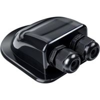 Double solar cable gland - Waterproof solar roof feed-through - for motorhomes, photovoltaics, campervans, satellite systems and air conditioning - Made of ABS - Black