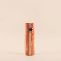 Vase rayures et perles rayé orange, H20cm