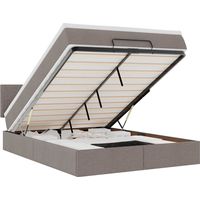 Lit double Lit adulte Lit ottoman avec matelas et LED taupe 140x190 cm tissu