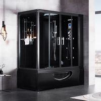 Combi Balneo douche Hammam CBH BLACK Archipel® 179x97 - DROITE