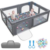 Parc Bébé rectangulaire - Centre d'activités avec 50 boules Pour Enfants Portable - 200 x 150 x 68 cm - Gris foncé