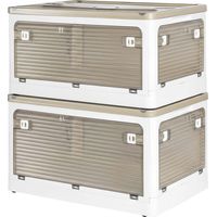 Levede 2x Folding Storage Container Stackable Plastic Clothes Toy Organizer Box
