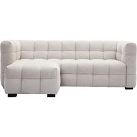 Design-Sofa 3-Sitzer mit Fußstütze aus beigem Stoff im Samtdesign CORTO