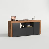 Madia credenza moderna 4 ante con vani a giorno Syvara - Antracite