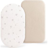 Lot de 2 Draps Housses pour Enfants, Mousseline Drap Housses pour Poussette Drap Housse pour Lit de Voyage Draps D'appoint 8241cm