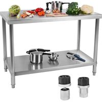Mesa, encimera para cocina, central, con estante, acero inoxidable, 100 x 60 cm
