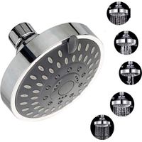 Soffione doccia ad alta pressione, soffione fisso con 5 funzioni, soffione doccia standard, ugelli a pioggia anti-intasamento, uscita massaggiante - Crezuo