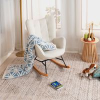 MEUBLES COSY Sillón escandinavo con cómodo respaldo y reposabrazos en esponja de piel de oveja sintética con costuras.