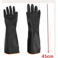 45CM Heavy Duty Black Gloves, 1 Pair Chemical Resistant Latex Gloves Industrial Safety Rubber Long Protective Gloves