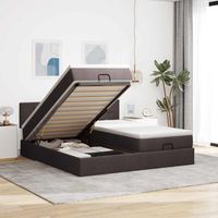 Ottoman-Bett mit Matratzen Dunkelbraun 180x200 cm Stoff