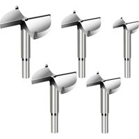 5pcs Meche a Bois Forstner, Diametre 35/40/45/50/60mm, Foret Fraise Carbure Pour Faconner Trou Travail du Bois, L'installation de Portes Sphériques Bois, Tiroirs, Plastique, Contreplaqué