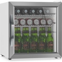 Klarstein Beersafe nevera para bebidas con puerta de cristal 44 x 48 cm Iluminación interior LED Plata-Blanco