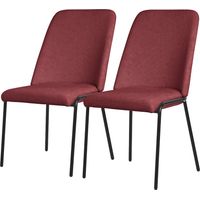 ML-Design Lot de 2 Chaises de Salle à Manger, Rouge en Polyester avec Pieds Métalliques, Dossier Ergonomique, Assise Rembourrée, Sièges Confortables pour Cuisine et Salon, Design Moderne Élégant