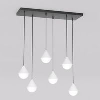 Lampada a sospensione Giro in acciaio nero e vetro