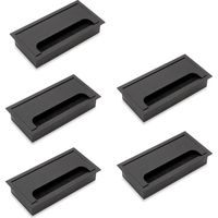 Emuca Lotto di 5 passacavi da tavolo Quadrum, rettangolare, 159x80mm, da incasso, Alluminio, Verniciato nero