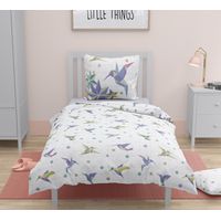 Parure de couette 2 pieces enfant coton 57 fils bleu 140x200 cm - PARADISE