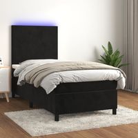 Cama box spring colchón y LED terciopelo negro 80x200 cm vidaXL