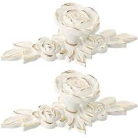 2-pack of cabinet knobs with backplate, vintage zinc alloy handles, drawer knobs for cabinet, dresser, wardrobe with mounting screws (gold edge)