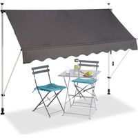 Bc-elec - HHYVA2512-ant Manuell einziehbare Markise f�r Terrasse & Patio 250x120cm antrazitgrau
